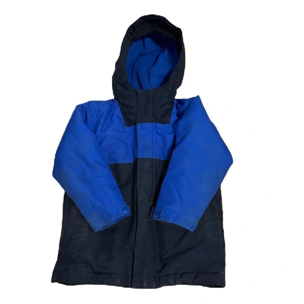 Children’s Place Kids Blue and Black Hooded Jacket Sz 4T Puffer Fleece Lined